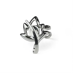 Adjustable Ring Maple Leaf Design & 8mm approx Flat Pad Rhodium Plated