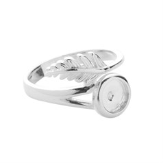 Feather & 6mm Cup for Cabochon Heavy Ring Size 5 (J/K) Sterling Silver