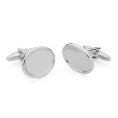 Cuff Link with 18x13mm Cup for Cabochon Rhodium Plated