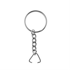 Key Chain with 30mm Split Ring with Triangular Jump Ring Silver Plated