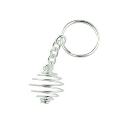 Key Ring with 25mm Spiral Silver Plated