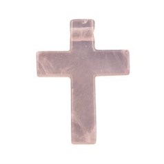 Gemstone Feature Cross 41mm long x 31mm wide x 8mm thick + Large Hole (4mm hole) Rose Quartz
