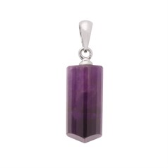 Amethyst Curved Tri Tube Pendant STS