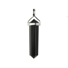 Black Agate Double Point Pendant (7x8x30/35mm) STS
