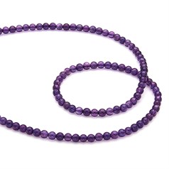 4mm Round gemstone bead Amethyst 'A'  40cm strand
