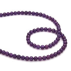 6mm Round gemstone bead Amethyst 'A'  40cm strand