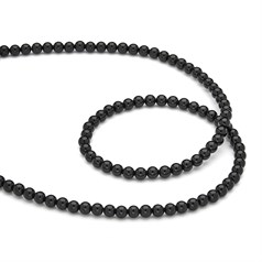 4mm Round gemstone bead Black Onyx/Agate 40cm strand