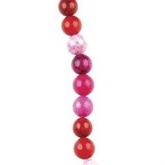 10mm Round gemstone bead Fossil Beads Red/Pink/Purple Mix 40cm strand