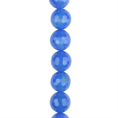 8mm Facet Round gemstone bead Blue Onyx/Agate A Grade 39.3cm strand