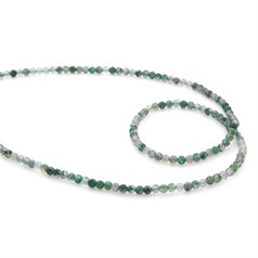 3mm Round gemstone bead Moss Agate Green 40cm strand
