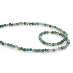 4mm Round gemstone bead Moss Agate Green 40cm strand