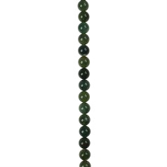 8mm Round gemstone bead Moss Agate Green 40cm strand