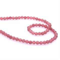 6mm Round gemstone bead Strawberry Quartz 40cm strand