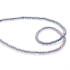 4mm Round gemstone bead Rock Crystal Quartz Electroplated Purple 40cm Strand