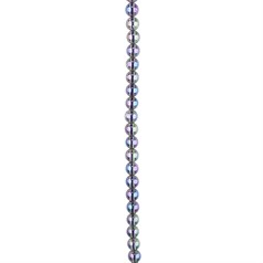 6mm Round gemstone bead Rock Crystal Quartz Electroplated Purple 40cm Strand
