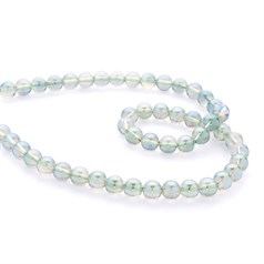 8mm Round gemstone bead Rock Crystal Quartz Electroplated Green 40cm Strand
