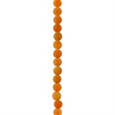 6mm Round gemstone bead  Frosted Cracked Agate Orange (Dyed)  40cm strand