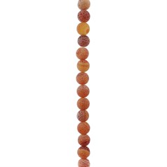 6mm Round gemstone bead  Frosted Cracked Agate Red (Dyed)  40cm strand