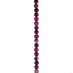 6mm Round gemstone bead Banded Agate Fuchsia (Dyed)  40cm strand