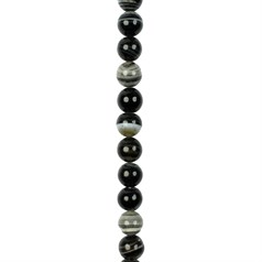 10mm Round gemstone bead Black Banded Agate 'A' Quality 40cm strand