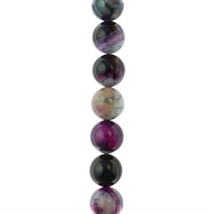12mm Round gemstone bead Banded Agate Multi Colour (Dyed)  40cm strand