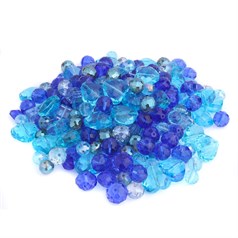 BLUE Bargain Bag of Assorted Glass Beads  (500gram) NETT