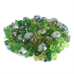 GREEN Bargain Bag of Assorted Glass Beads  (500gram) NETT