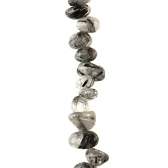 Large Tumblechip gemstone beads Black Rutile Quartz  6/8mm+ 40cm Strand