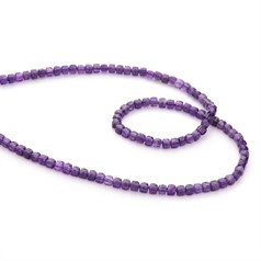 4mm Amethyst AA Grade Faceted Cube Gemstone Beads 40cm Strand