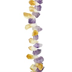 Natural Amethyst & Citrine 'A' Quality Rough Point Small Beads Top Drilled 40cm
