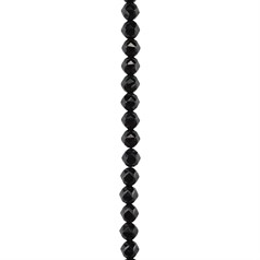6mm Facet (Star Cut) gemstone bead Black Onyx/Agate 39.3cm strand