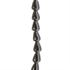 8x12mm Drop Hematine Superior 40cm shaped bead strand