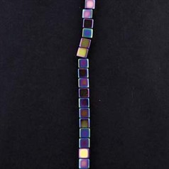 4x4mm Magnetic Cube Hematine Multicolor 40cm shaped bead strand