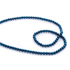 4mm Magnetic Hematine Teal colour 40cm round bead strand