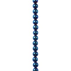 6mm Hematine Teal colour 40cm round bead strand