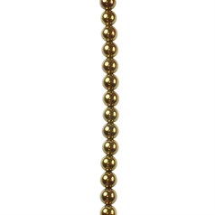6mm Hematine Gold colour 40cm round bead strand