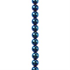 8mm Hematine Teal colour 40cm round bead strand