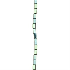 3x5mm Rectangle Tube Bead Hematine Green Plating 40cm Strand