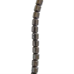 6mm Drum Hematine 40cm shaped bead strand