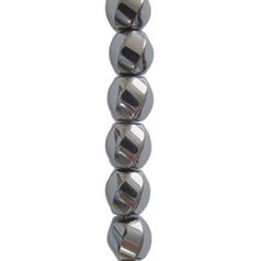 12mm Twist Hematine 40cm shaped bead strand