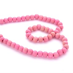 8mm Wood Bead String Baby Pink 3mm hole 40cm