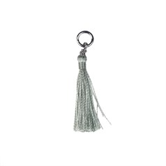 Mini Cotton Tassel Grey 25mm Long with Rhodium Plated Ring