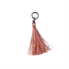 Mini Cotton Tassel Pink 25mm Long with Rhodium Plated Ring