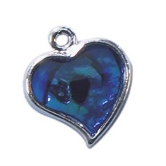 Blue Abalone Heart Novelty Charm Pendant Dropper