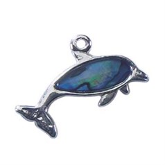 Blue Abalone Dolphin  Novelty Charm Pendant Dropper