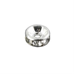 Rhinestone Rondel Shaped Bead Crystal 6mm Silver Plated (SP)