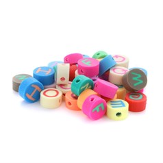 9x5mm A-Z Polymer Clay Letter Bead 100 pc