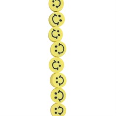 Polymer Clay Yellow Smiley Face Bead 39cm Strand