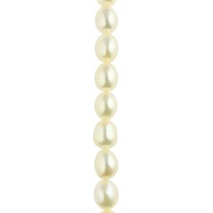 9-10mm Rice Pearl Bead Long Drilled White 40cm Strand