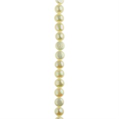 6mm Button Pearl Bead Side Drilled White 40cm Strand